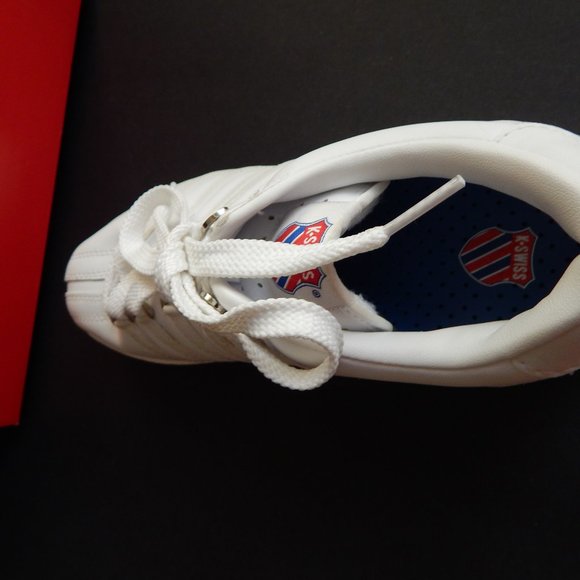 LIKE NEW! WORN 1x - MENS Classic Varsity K-SWISS White Leather Sneakers - Picture 7 of 7